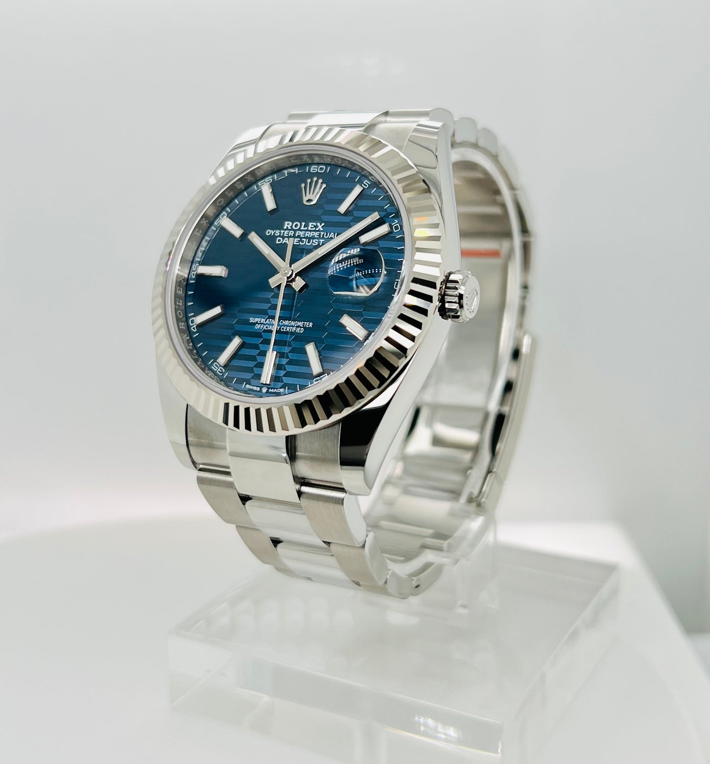 Rolex Datejust 41mm, Blue Fluted-motif Dial Men's Luxury Watch Model #126334