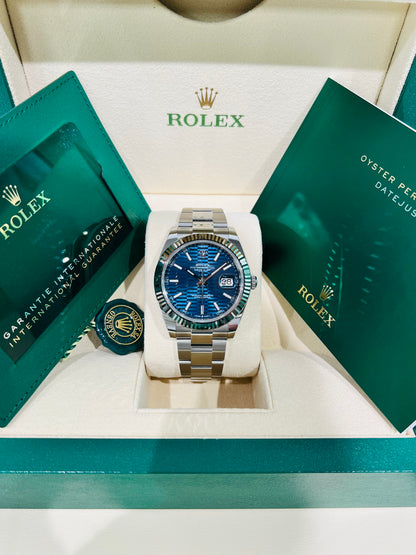 Rolex Datejust 41mm, Blue Fluted-motif Dial Men's Luxury Watch Model #126334