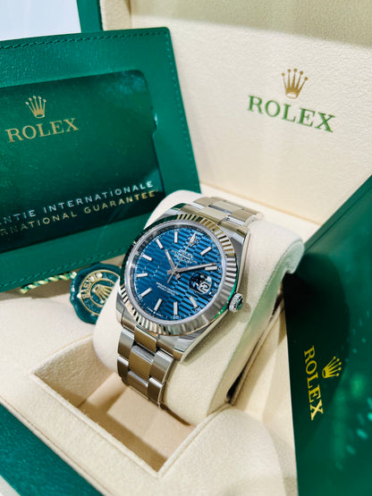 Rolex Datejust 41mm, Blue Fluted-motif Dial Men's Luxury Watch Model #126334