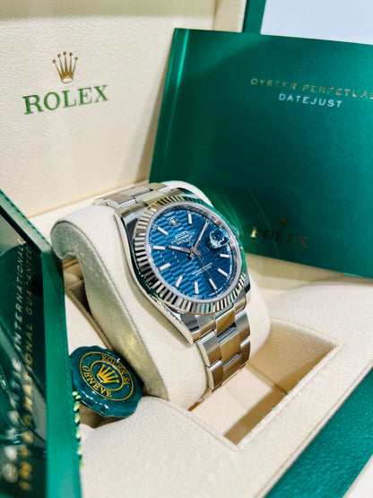 Rolex Datejust 41mm, Blue Fluted-motif Dial Men's Luxury Watch Model #126334