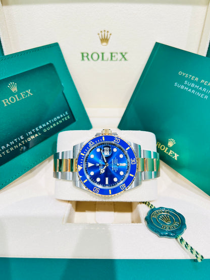 Rolex Submariner Date 41mm, Blue Dial Two Tone Men's Luxury Watch Model #126613LB