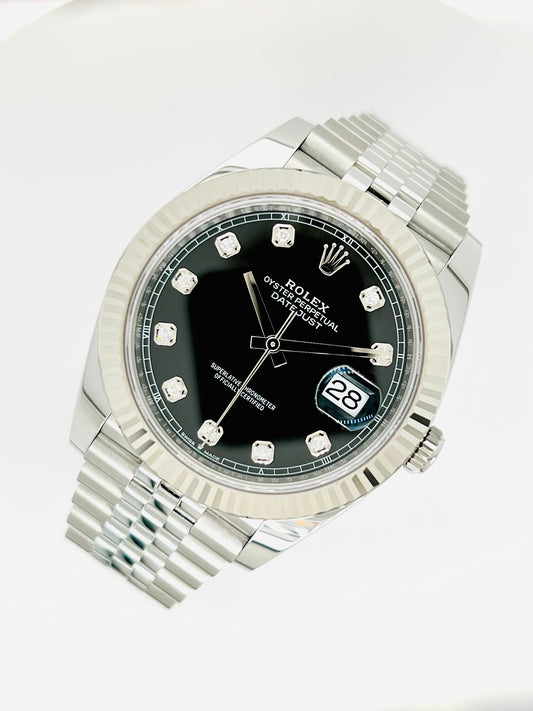 Rolex Datejust 41mm Black Diamond Dial Men's Luxury Watch Model #126334