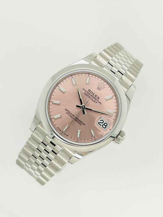 Rolex Datejust 31mm Smooth Bezel Pink Dial Jubilee Women's Watch Model #278240