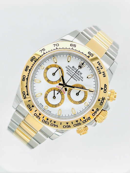 Rolex Cosmograph Daytona 40mm White Dial Two Tone Men's Luxury Watch Model #116503