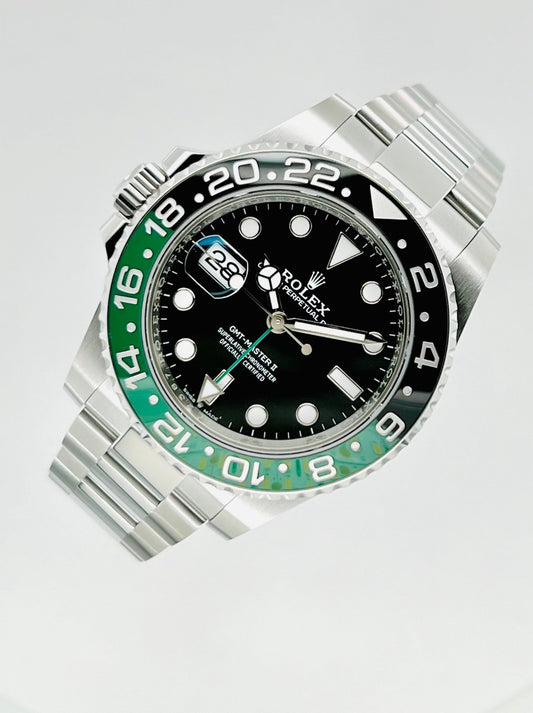 Rolex GMT-Master II 40mm Black Dial and Black & Green Bezel Oystersteel Men's Brand New Watch Model # 126720VTNR