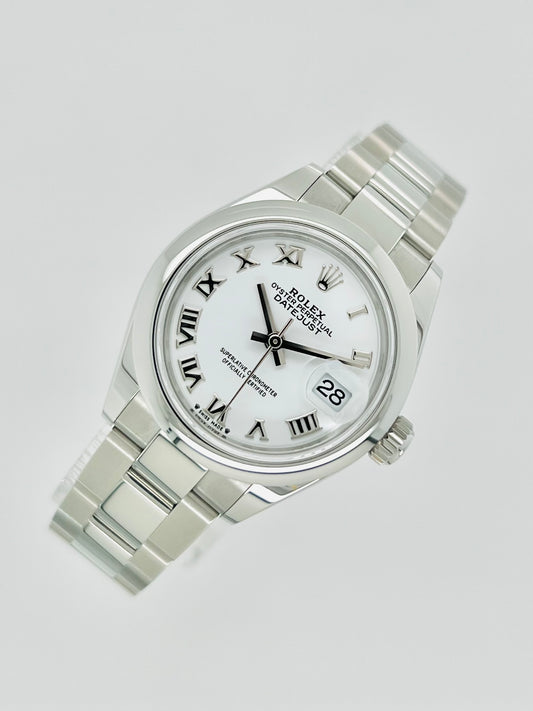 Rolex Lady-Datejust 28mm White Roman Dial Women's Luxury Watch Model # 279160