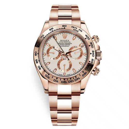 Rolex Cosmograph Daytona 40mm Ivory Dial Rose Gold Men's Luxury Watch Model # 116505