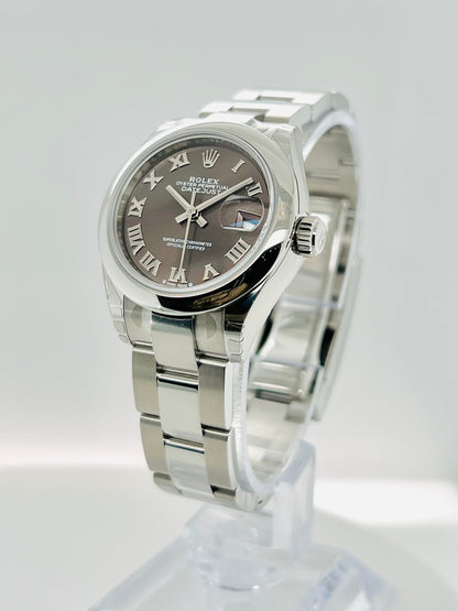 Rolex Lady-Datejust 28mm Dark Gray Roman Dial Oyster Bracelet Watch Model # 279160