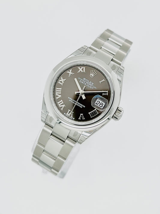 Rolex Lady-Datejust 28mm Dark Gray Roman Dial Oyster Bracelet Watch Model # 279160