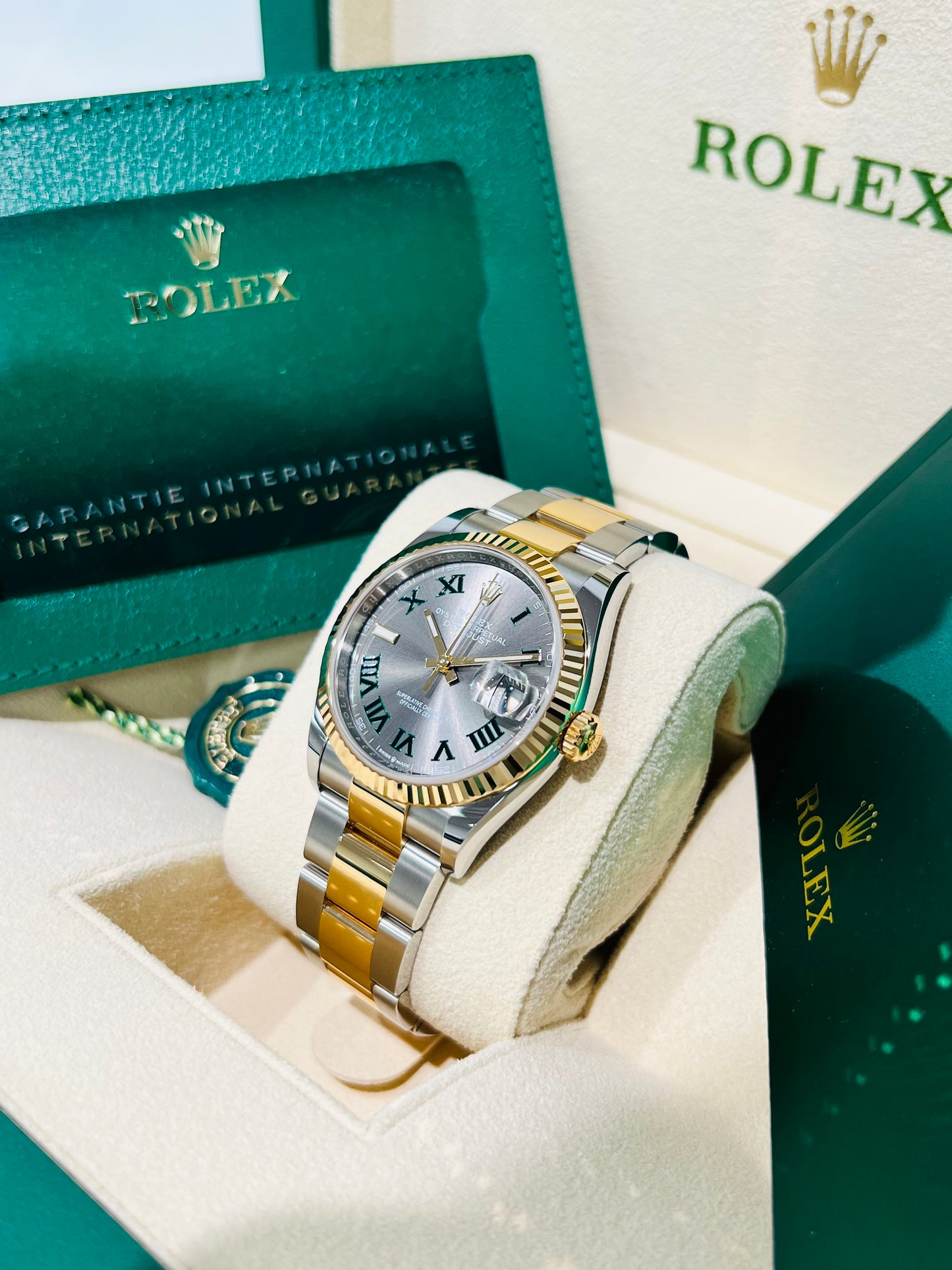 Rolex Datejust 36mm Slate Grey Roman Dial Oyster Bracelet Unisex Watch Model # 126233