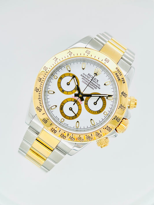 Rolex Cosmograph Daytona 40mm White Dial Two Tone Men's Luxury Watch Model #116523