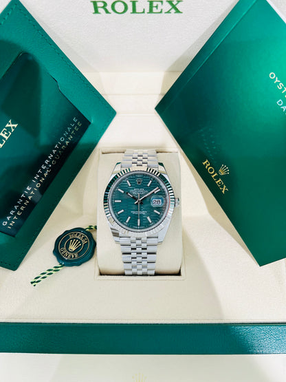Rolex Datejust 41mm Mint Green Dial Jubilee Bracelet Automatic Men's Watch Model # 126334