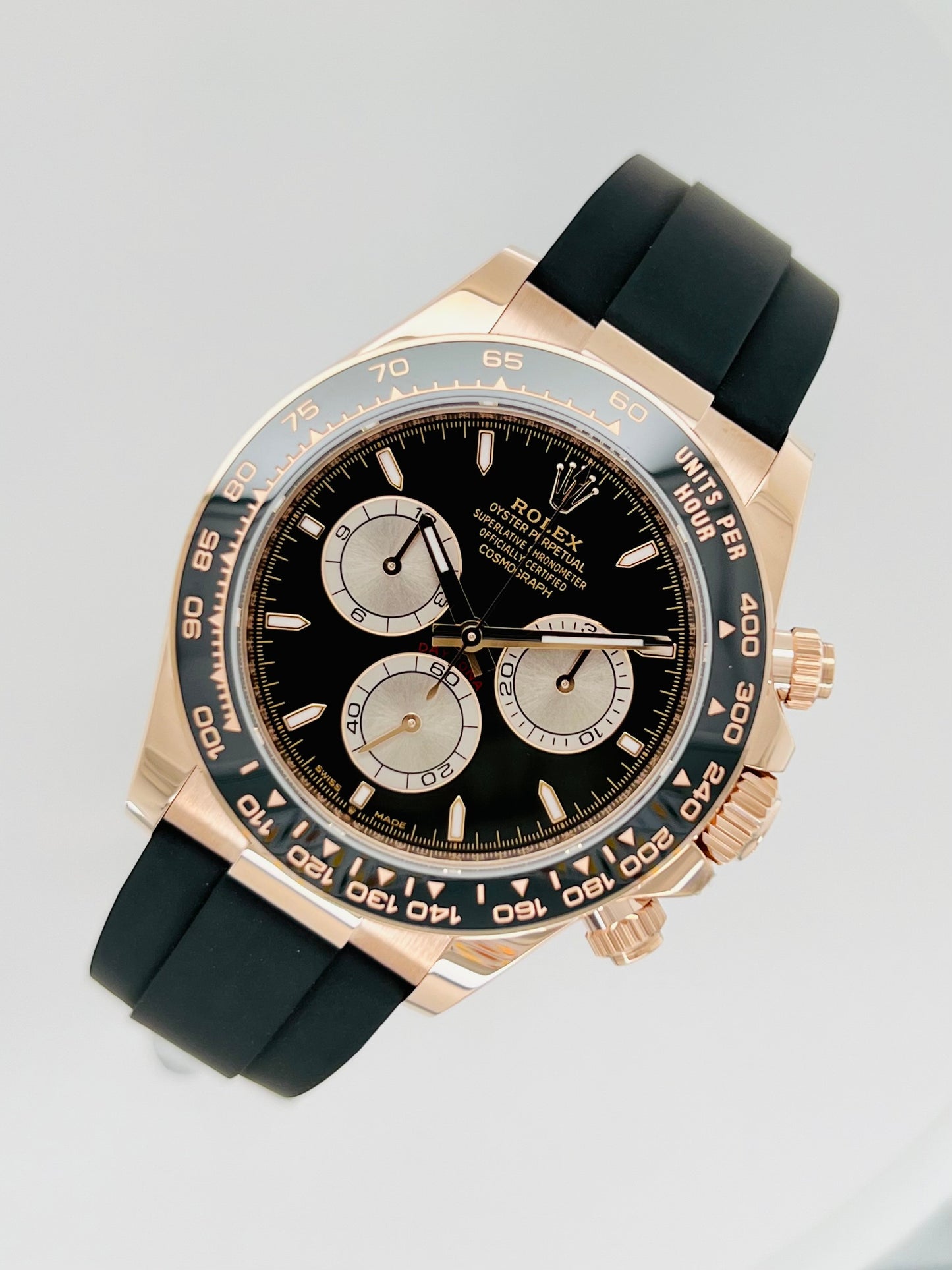 Rolex Cosmograph Daytona 40mm Black Dial Rose Gold Oysterflex Bracelet Men's Watch Model # 126515LN