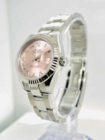 Rolex Lady-Datejust 28mm Pink Roman Numeral Dial Women's Watch Model # 279174
