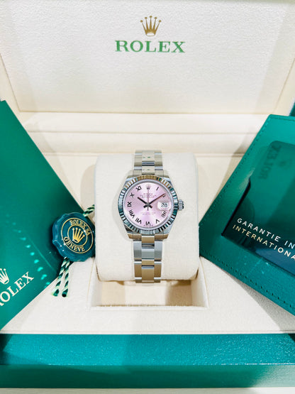 Rolex Lady-Datejust 28mm Pink Roman Numeral Dial Women's Watch Model # 279174