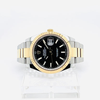 Rolex Datejust 41 Black Dial Fluted Bezel Watch Model #126333